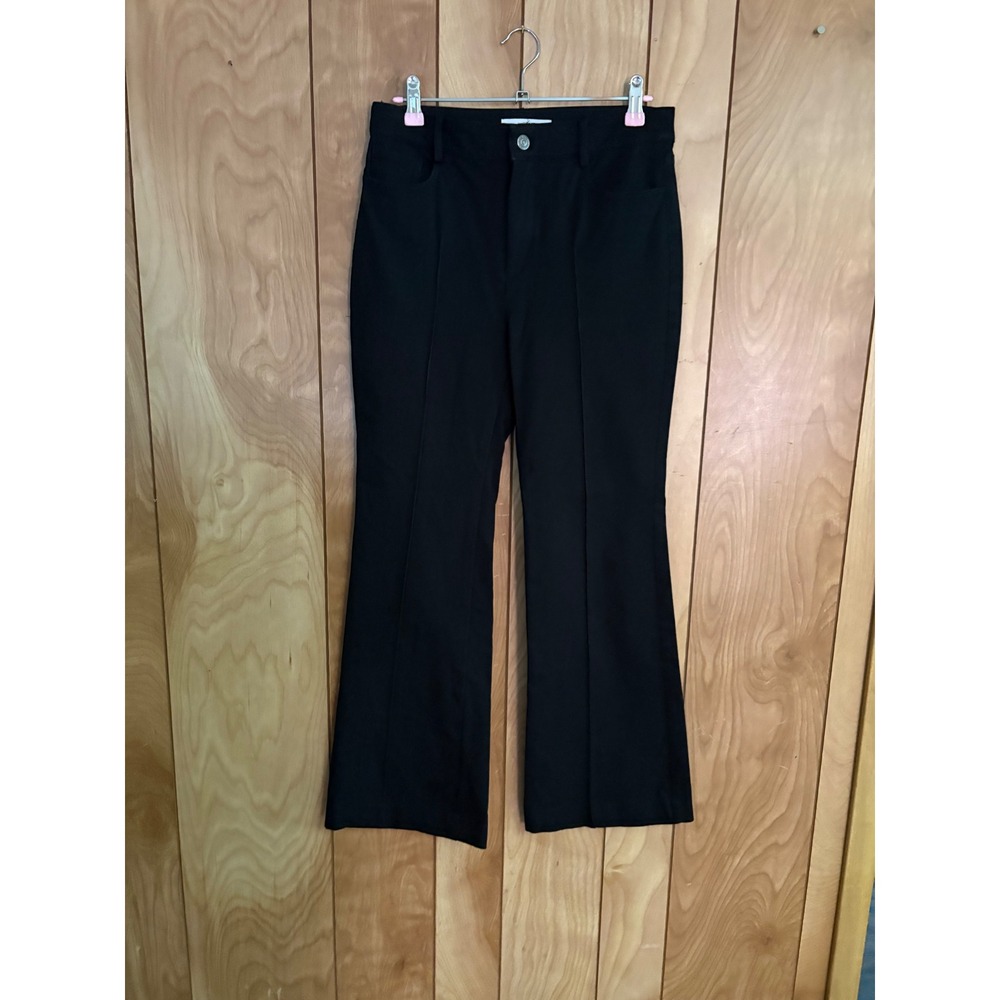 Loft Black‎ Flare Leg Pintuck Trousers Petite 4P Stretch Work Office Pants